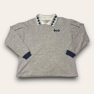 Vintage Argyle Collared Sweatshirt Bobbie Brooks Size L-XL Preppy Office Siren